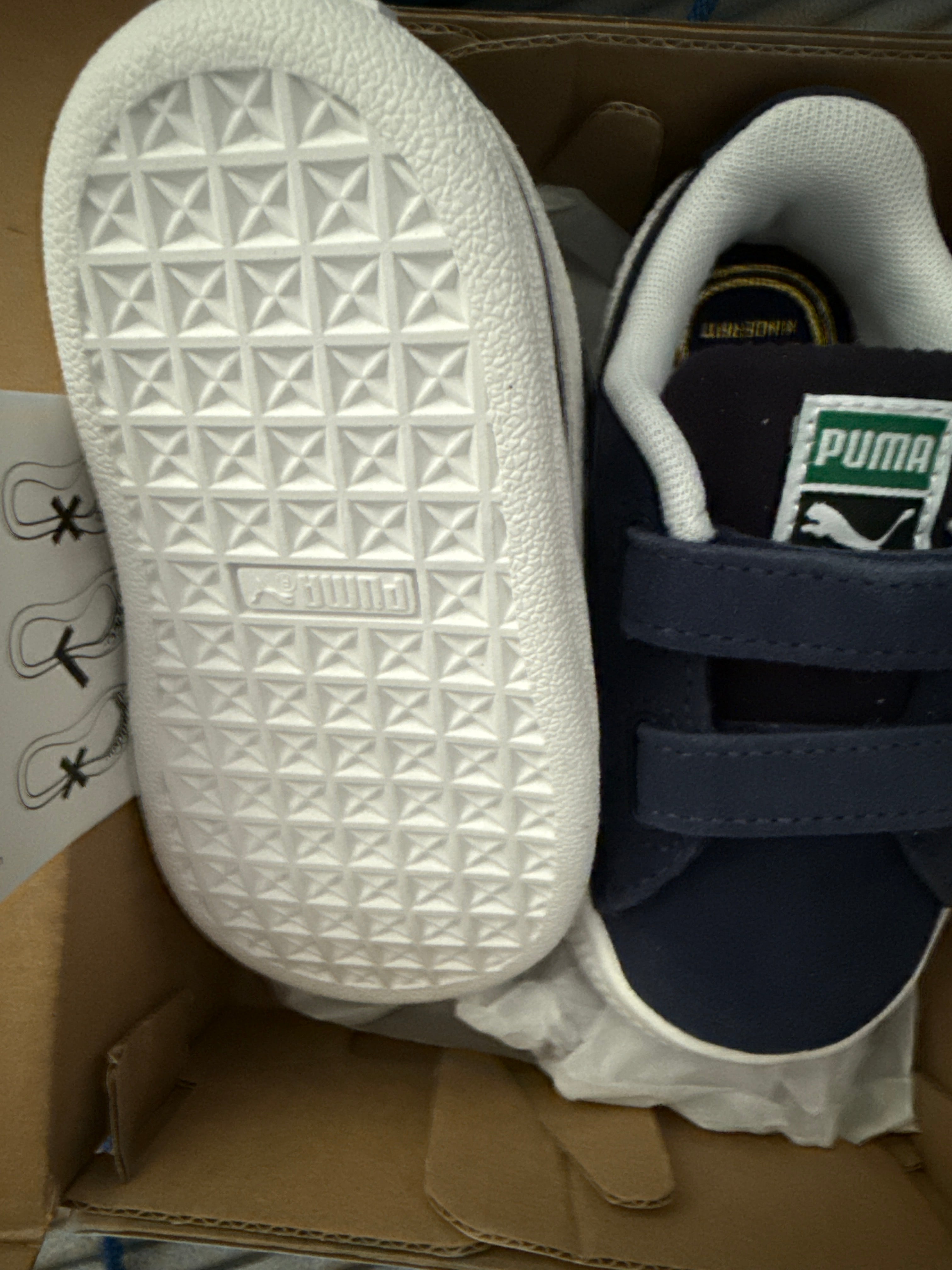 Puma Suede Kinder-Sneaker – Gr. 20 – Dunkelblau/Weiß – Neu mit Originalkarton Karton wurde geöffnet für die Fotos