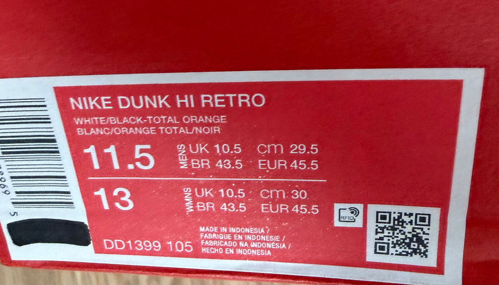 Nike Dunk Hi Retro – White/Black – Größe EU 45,5