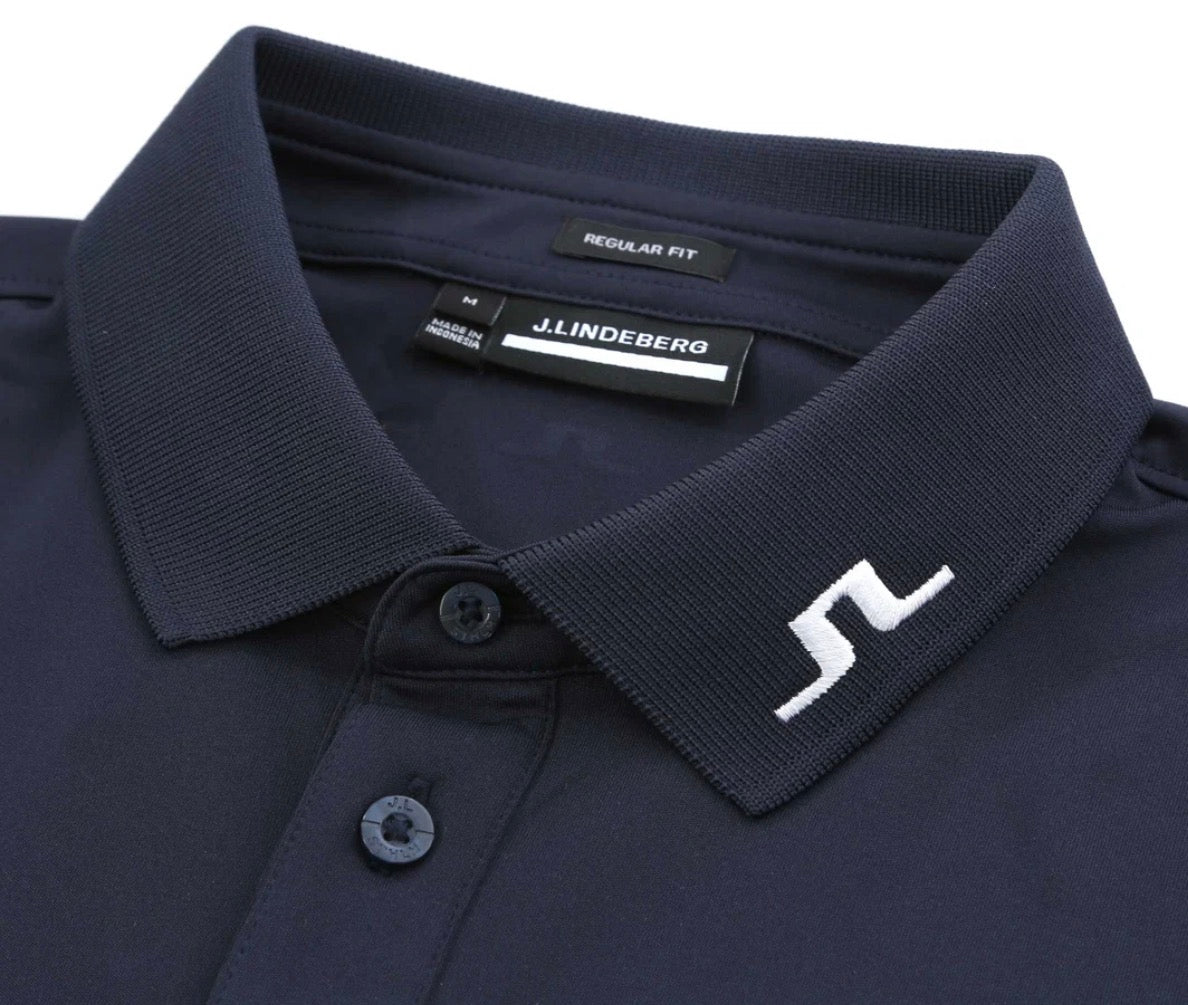 J.Lindeberg Heath Poloshirt in regulärer Passform, Marineblau Gr L