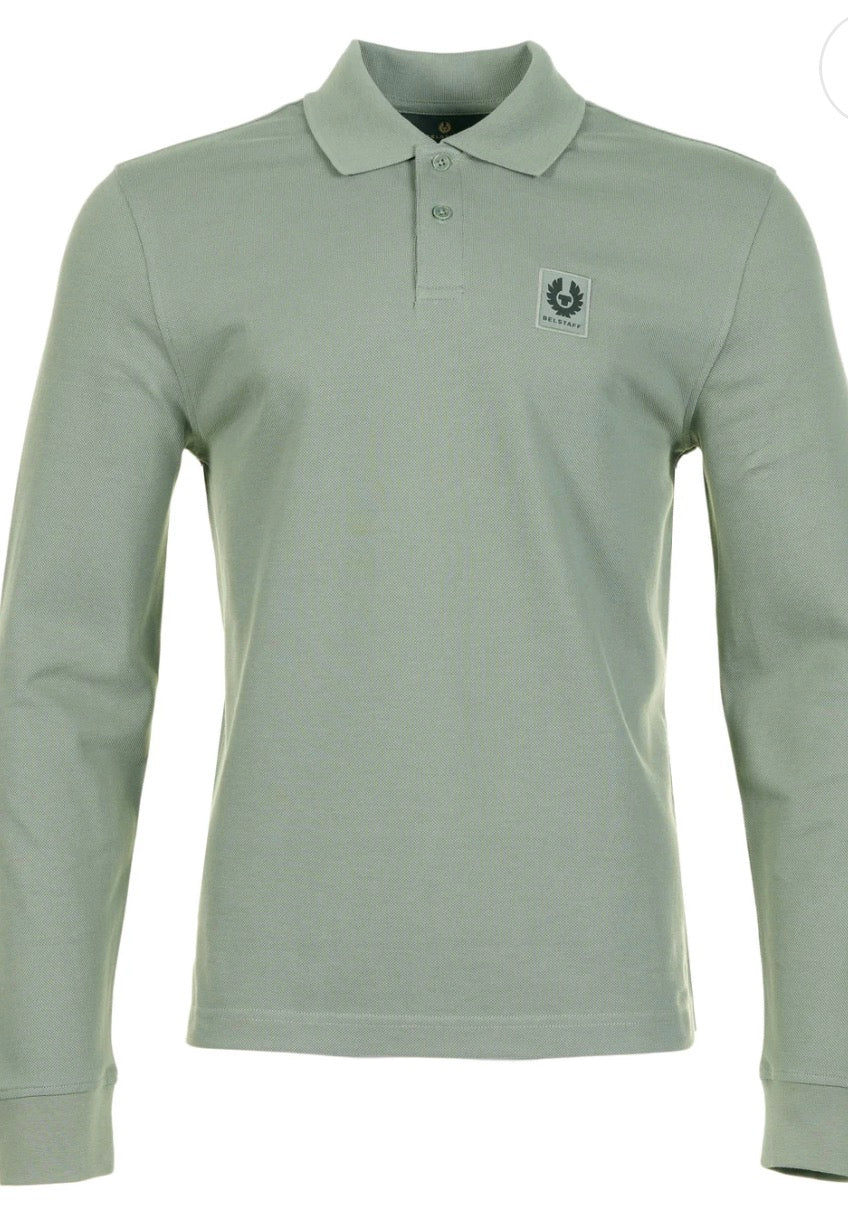 Belstaff Stewarton Langarm-Poloshirt – Mineral Green – Größe 2XL – Neu mit Etikett