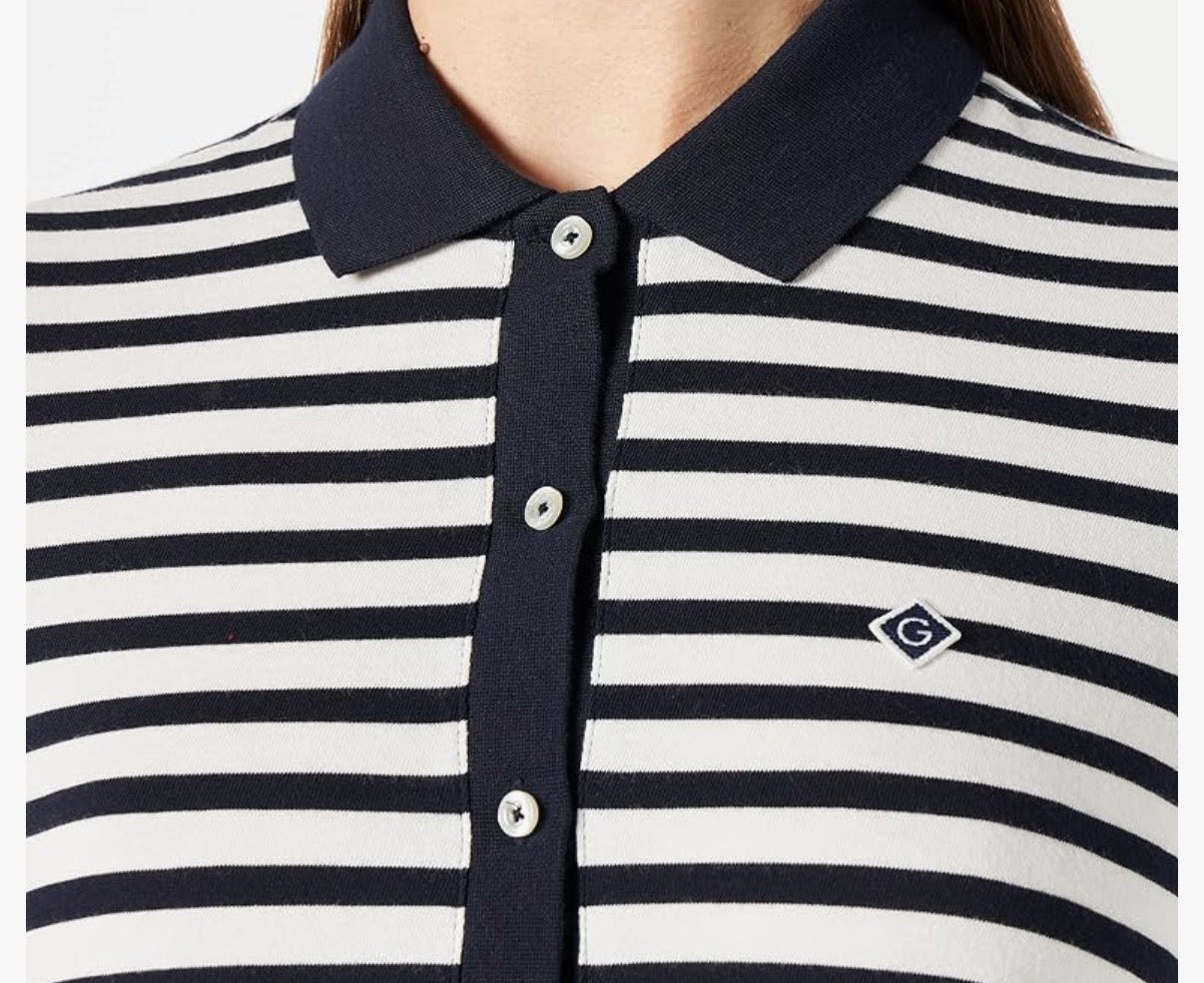 GANT Damen Poloshirt XL – Dunkelblau & Weiß gestreift