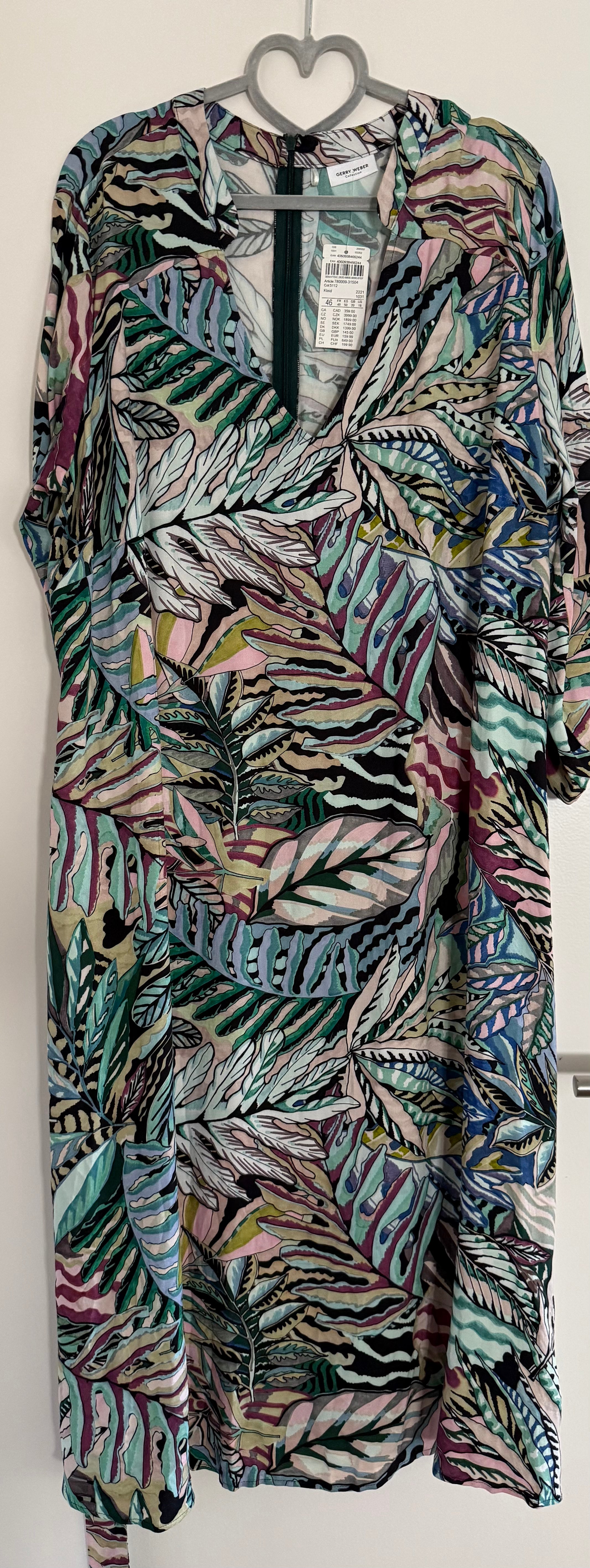 Gerry Weber Collection Kleid mit tropischem Blätterprint – Gr. 46 – Neu mit Etikett