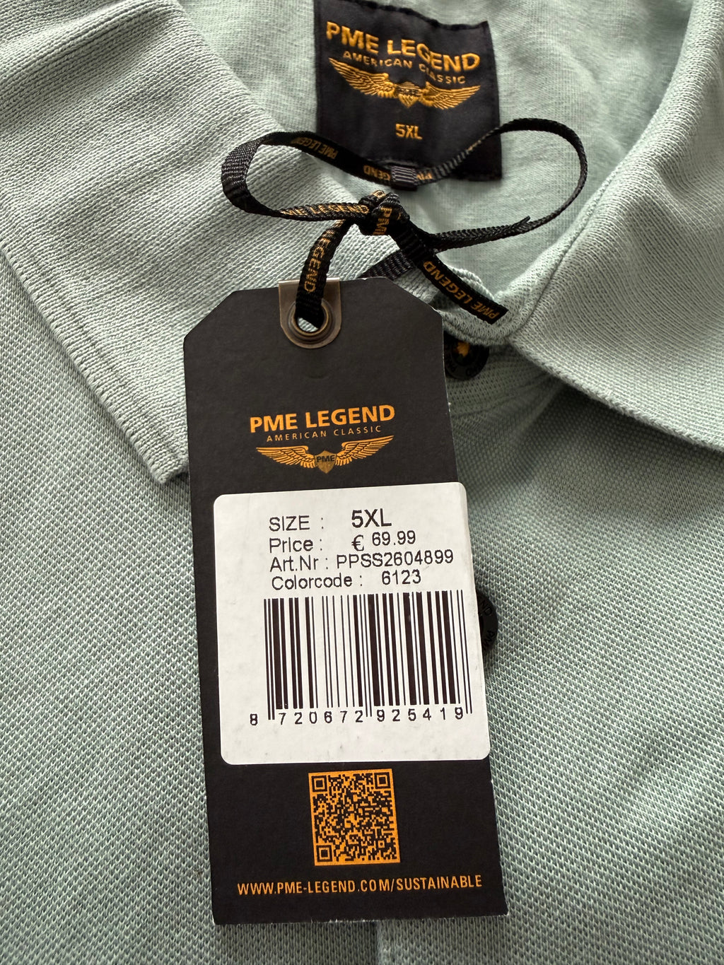 PME Legend Herren Poloshirt – Mintgrün – Größe 5XL – Neu mit Etikett