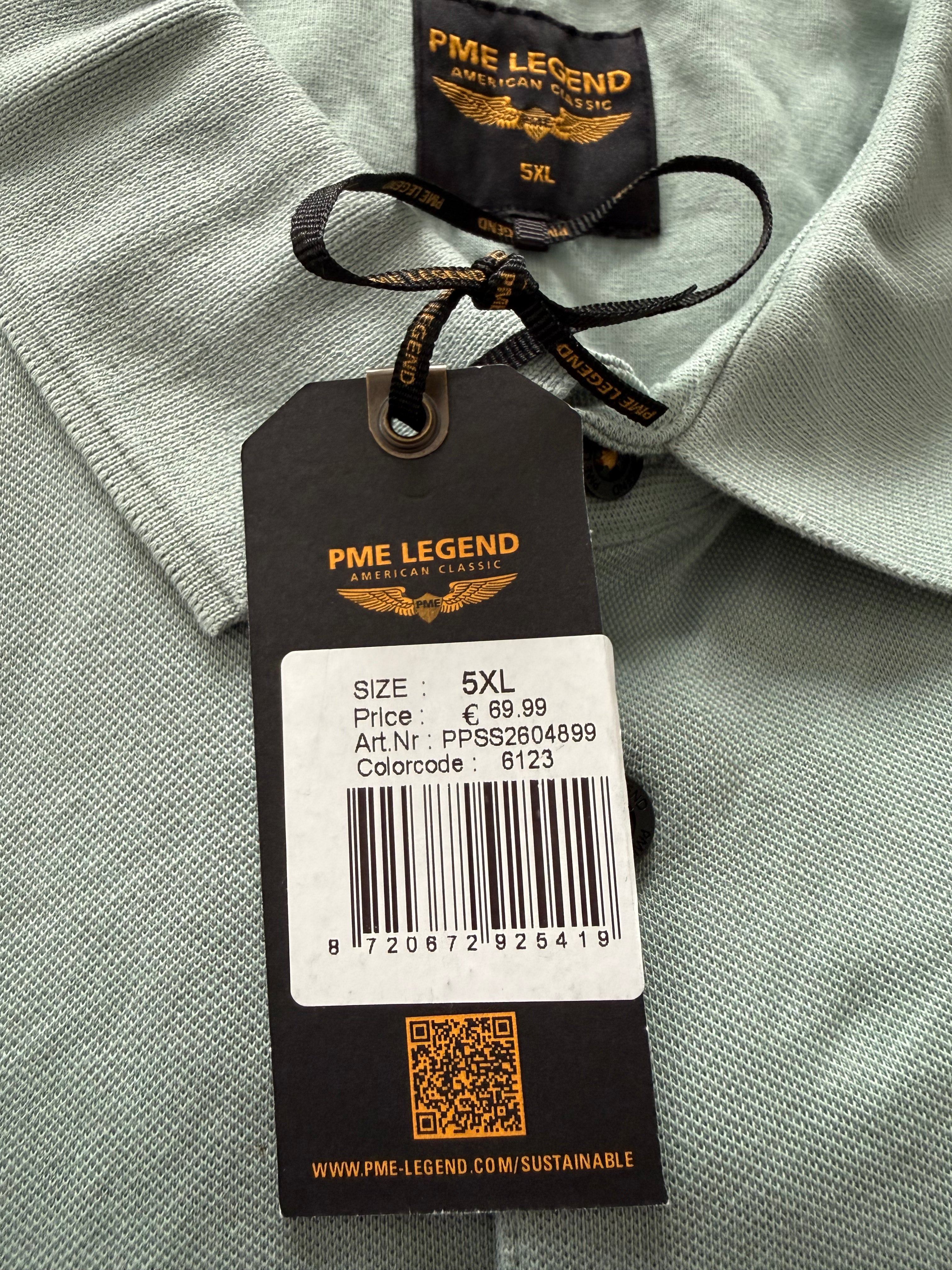 PME Legend Herren Poloshirt – Mintgrün – Größe 5XL – Neu mit Etikett