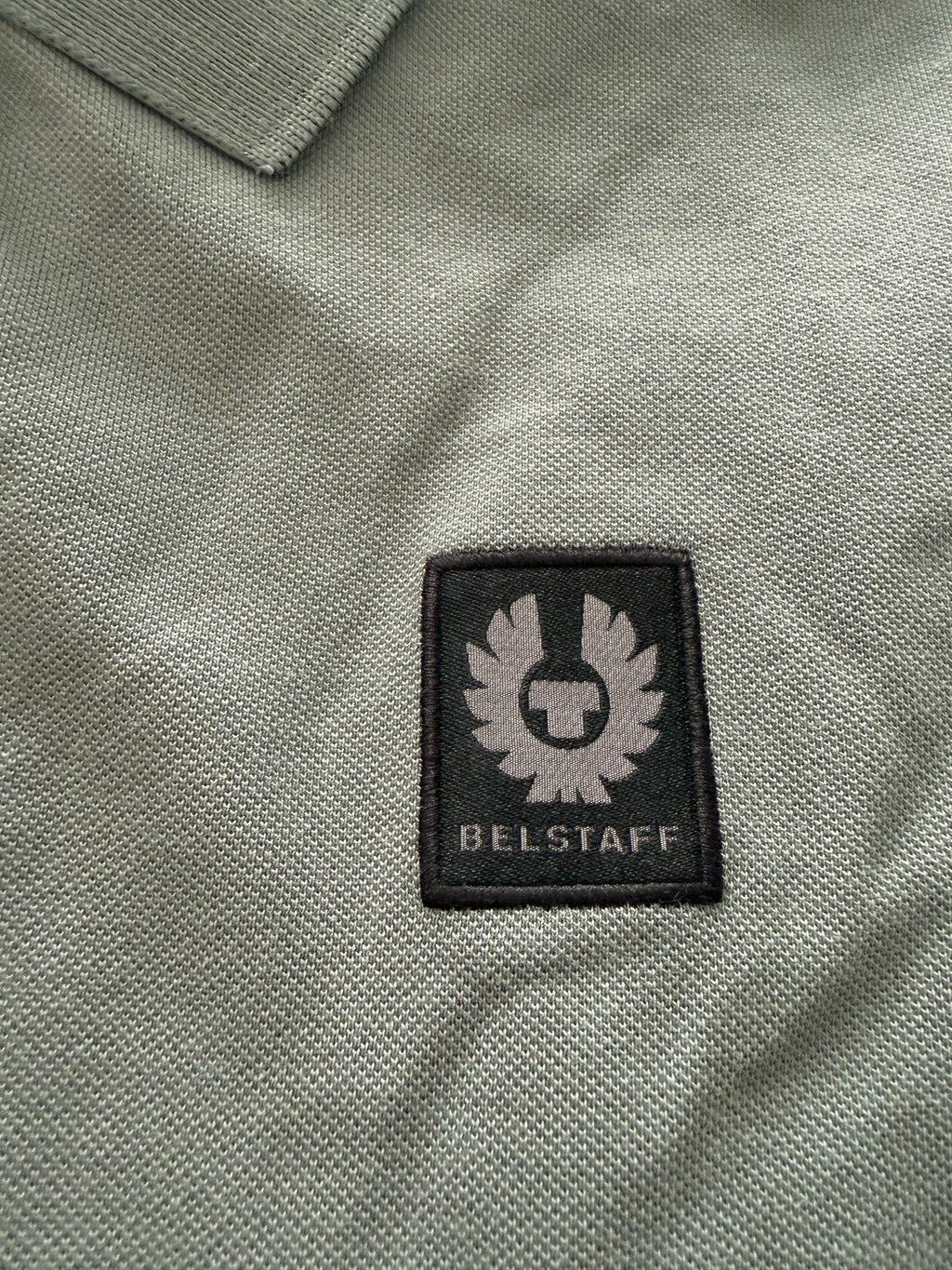Belstaff Stewarton Langarm-Poloshirt – Mineral Green – Größe 2XL – Neu mit Etikett