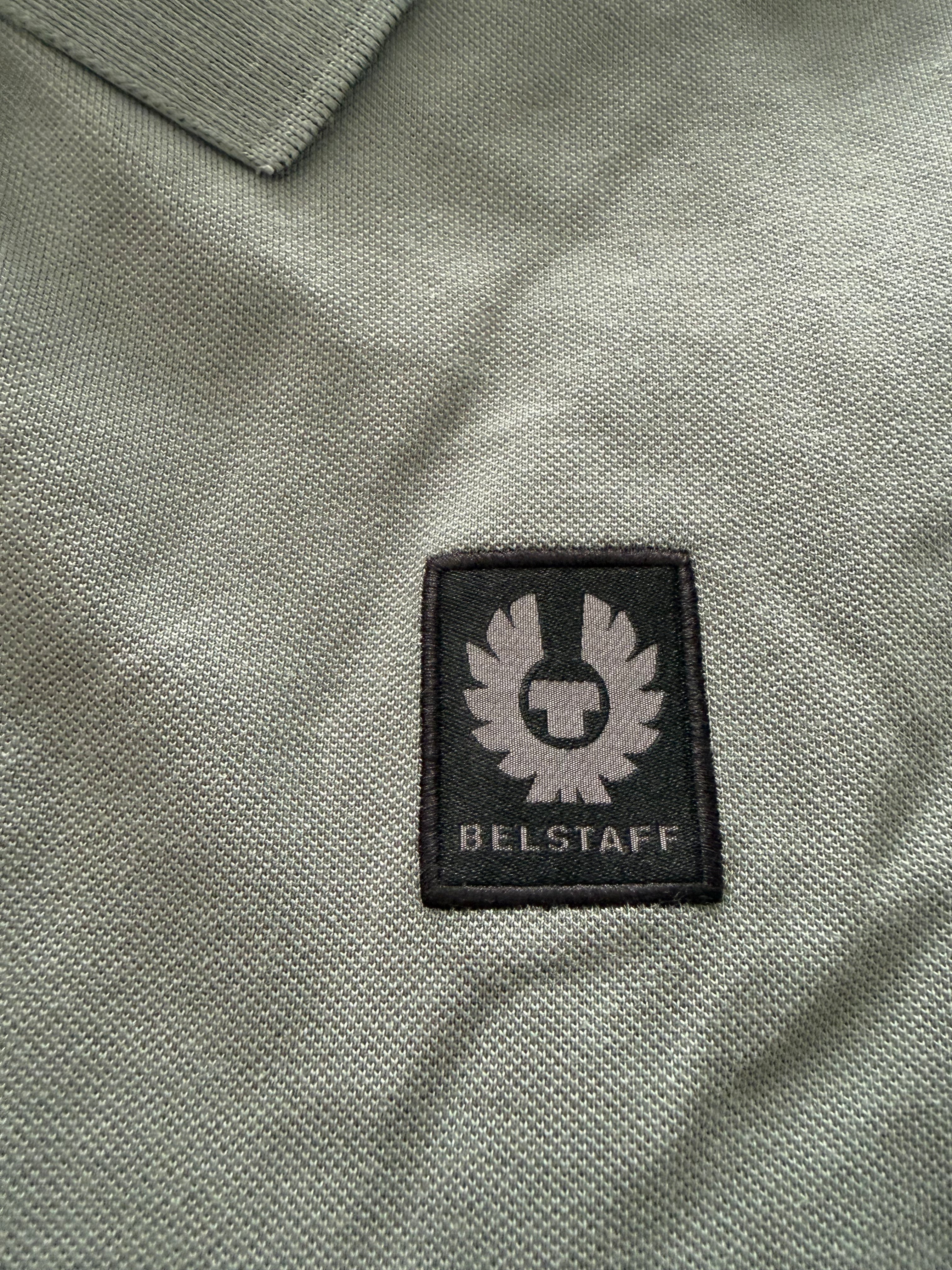 Belstaff Stewarton Langarm-Poloshirt – Mineral Green – Größe 2XL – Neu mit Etikett