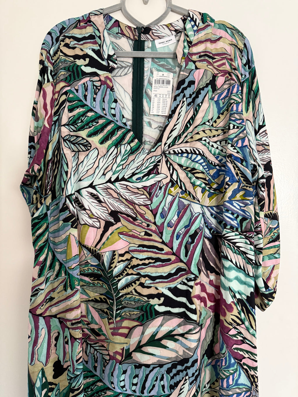 Gerry Weber Collection Kleid mit tropischem Blätterprint – Gr. 46 – Neu mit Etikett