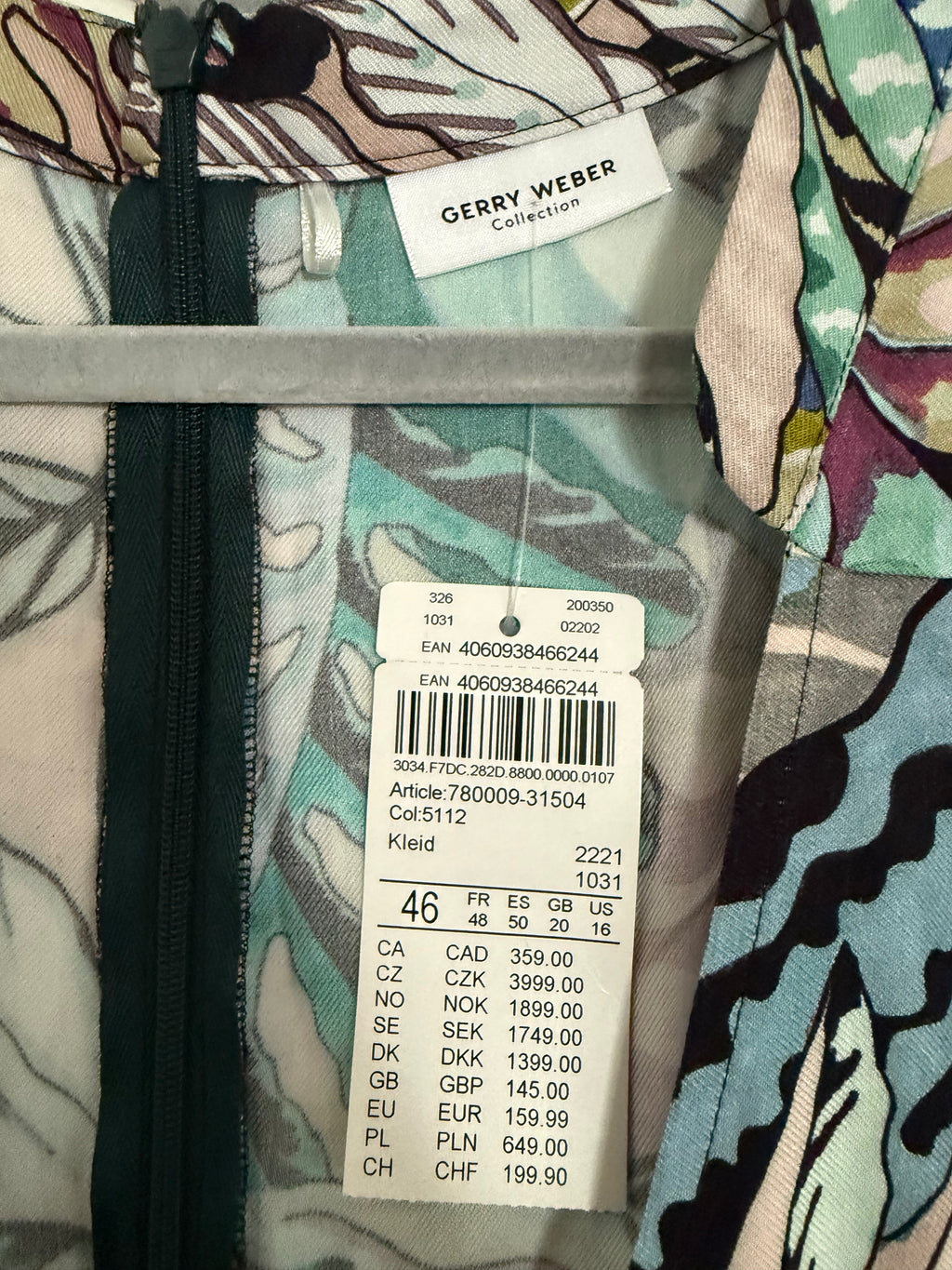 Gerry Weber Collection Kleid mit tropischem Blätterprint – Gr. 46 – Neu mit Etikett