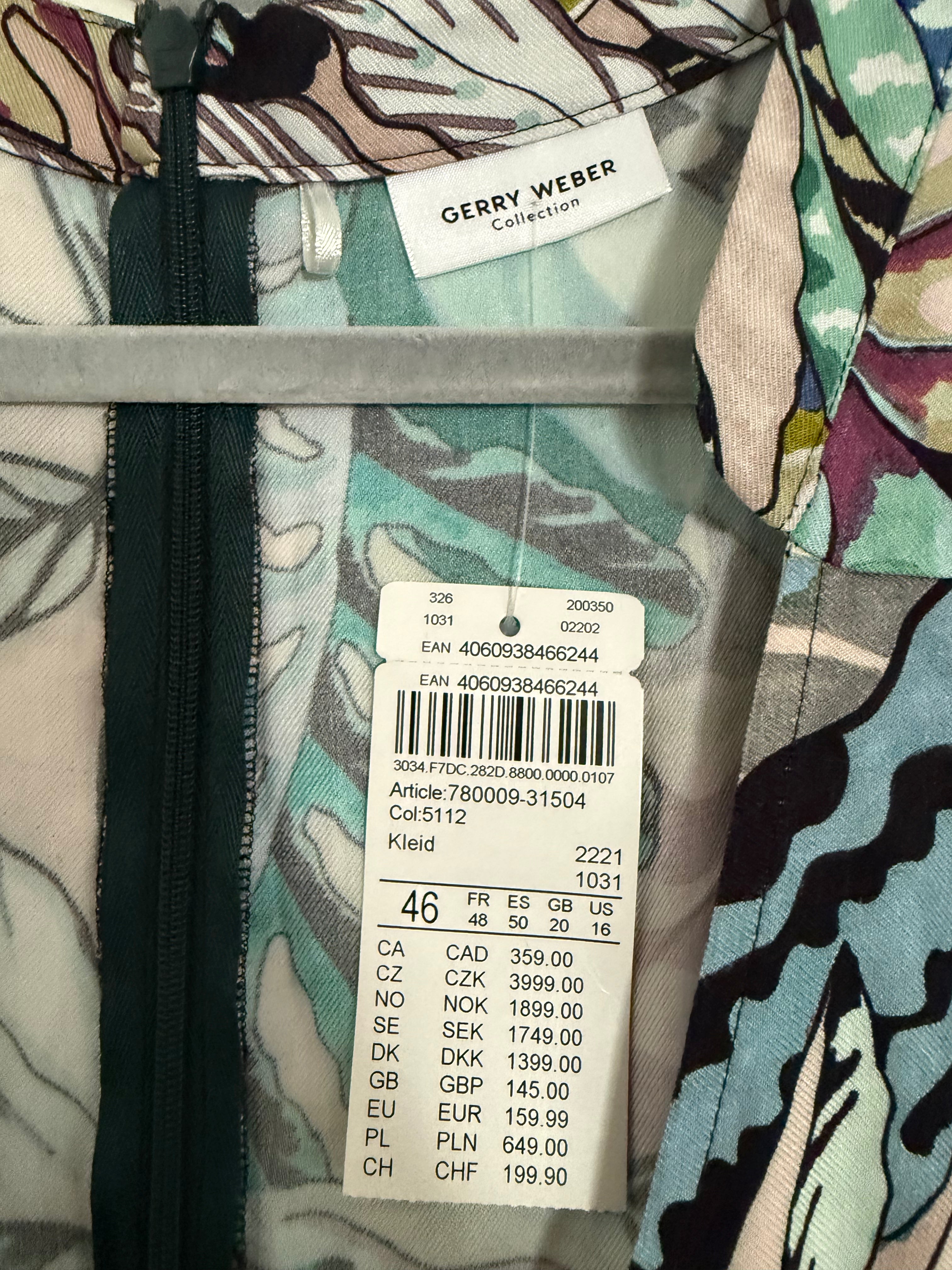 Gerry Weber Collection Kleid mit tropischem Blätterprint – Gr. 46 – Neu mit Etikett
