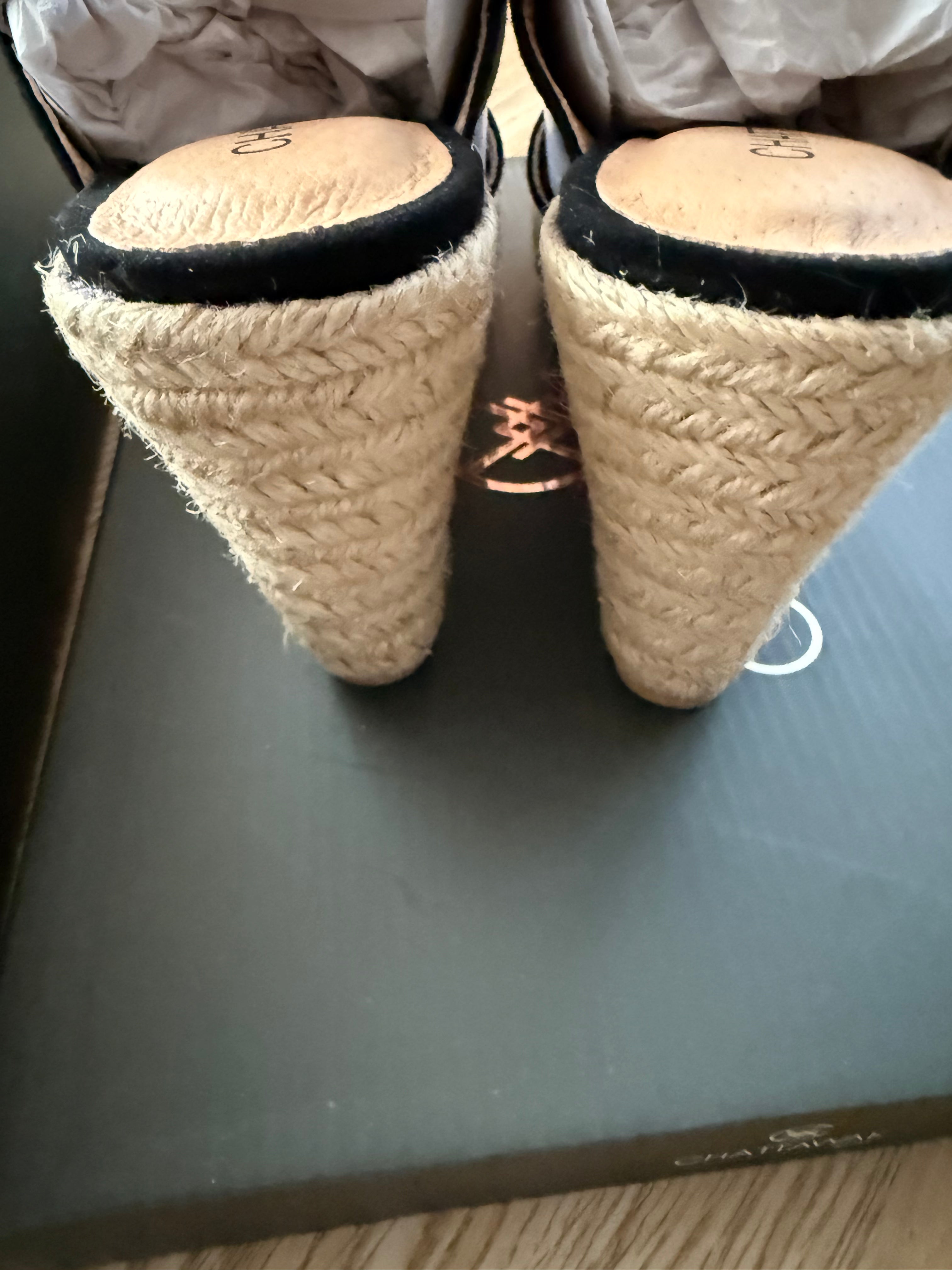 Chattawak Jacinthe Keil-Sandaletten Schwarz neu Gr. 37 – Veloursleder Wedges Espadrille
