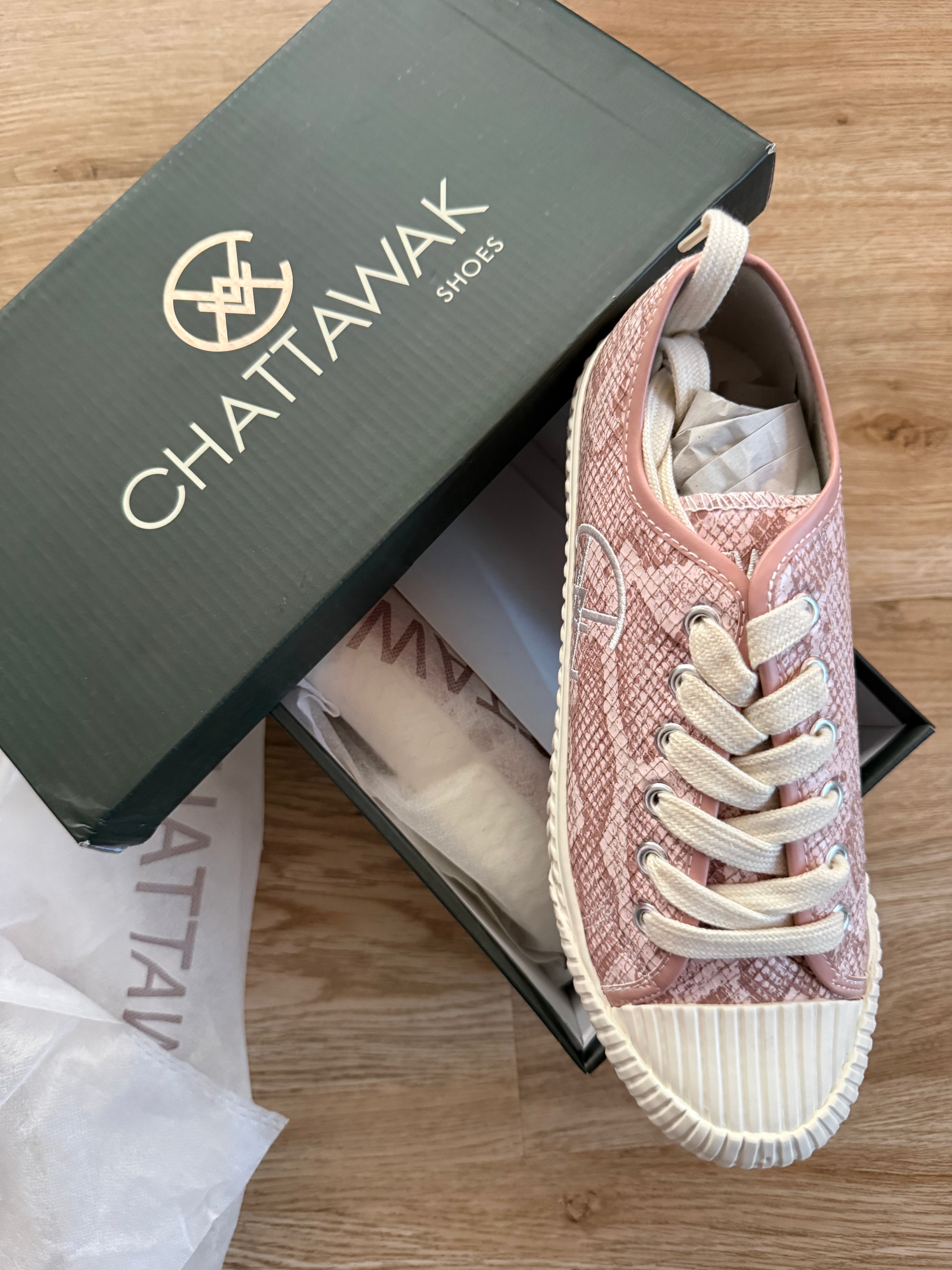 Chattawak Roman Sneaker Damen Gr. 38 Rosa – Neu – Schlangenoptik Freizeitschuhe