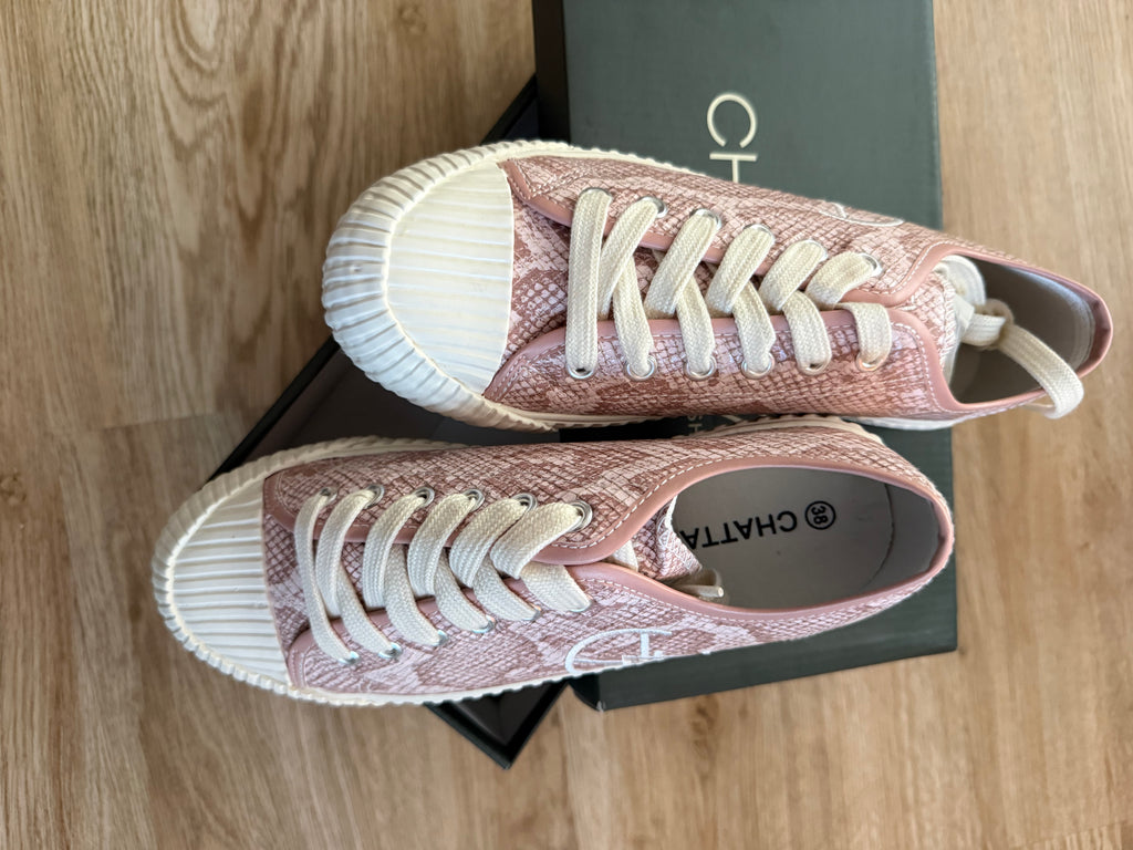 Chattawak Roman Sneaker Damen Gr. 38 Rosa – Neu – Schlangenoptik Freizeitschuhe