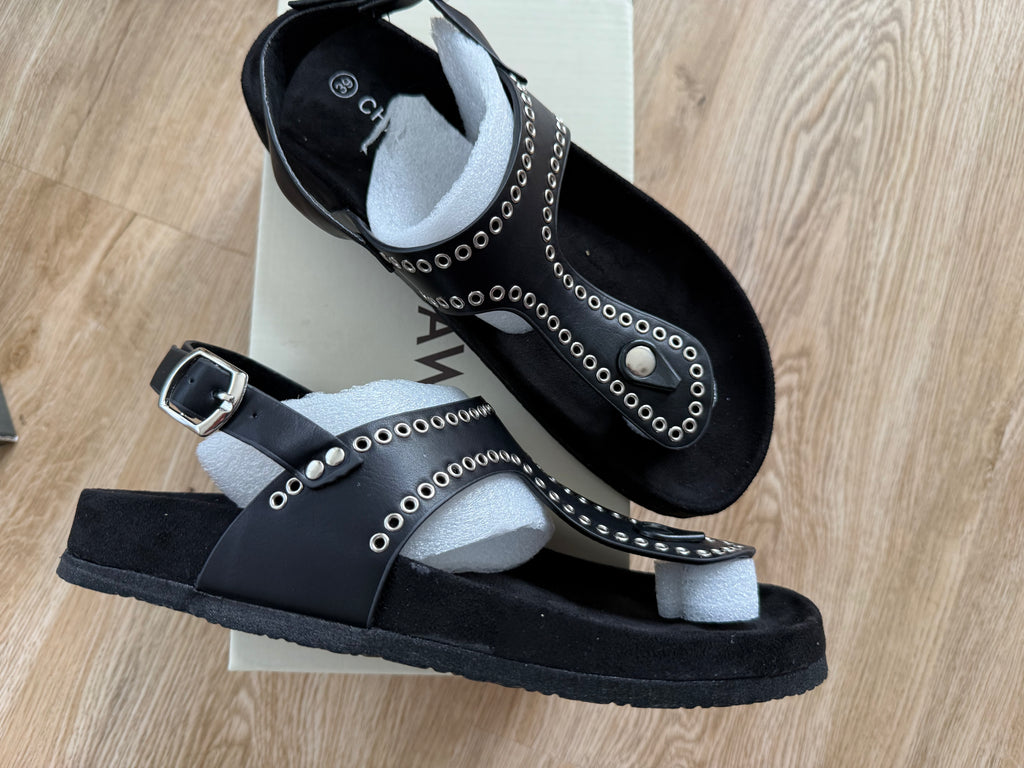 Damen Zehentrenner-Sandalen CHATTAWAK Schwarz – Größe 39 – Neu