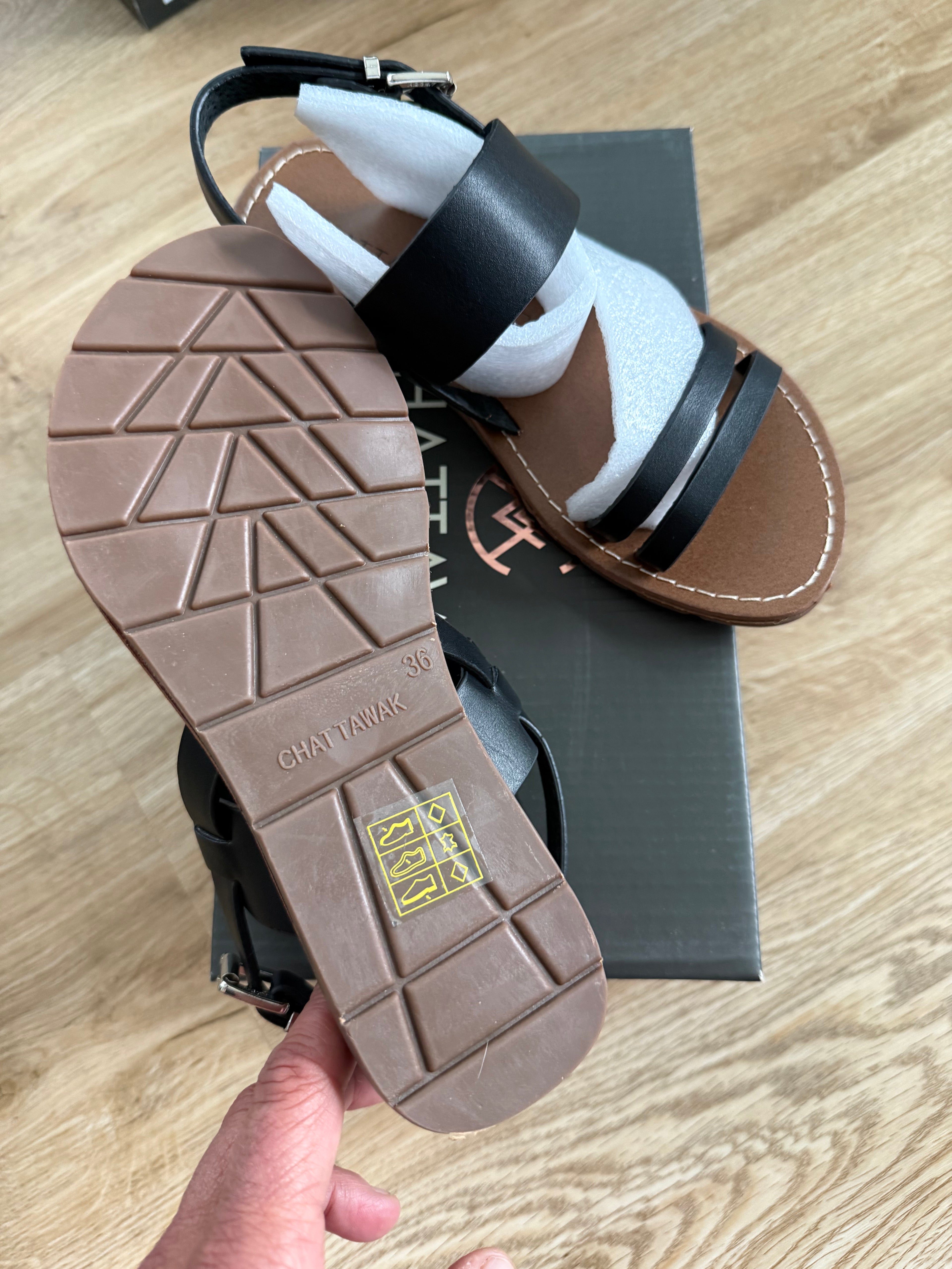 CHATTAWAK Damen Sandalen Schwarz – Größe 36– Neu