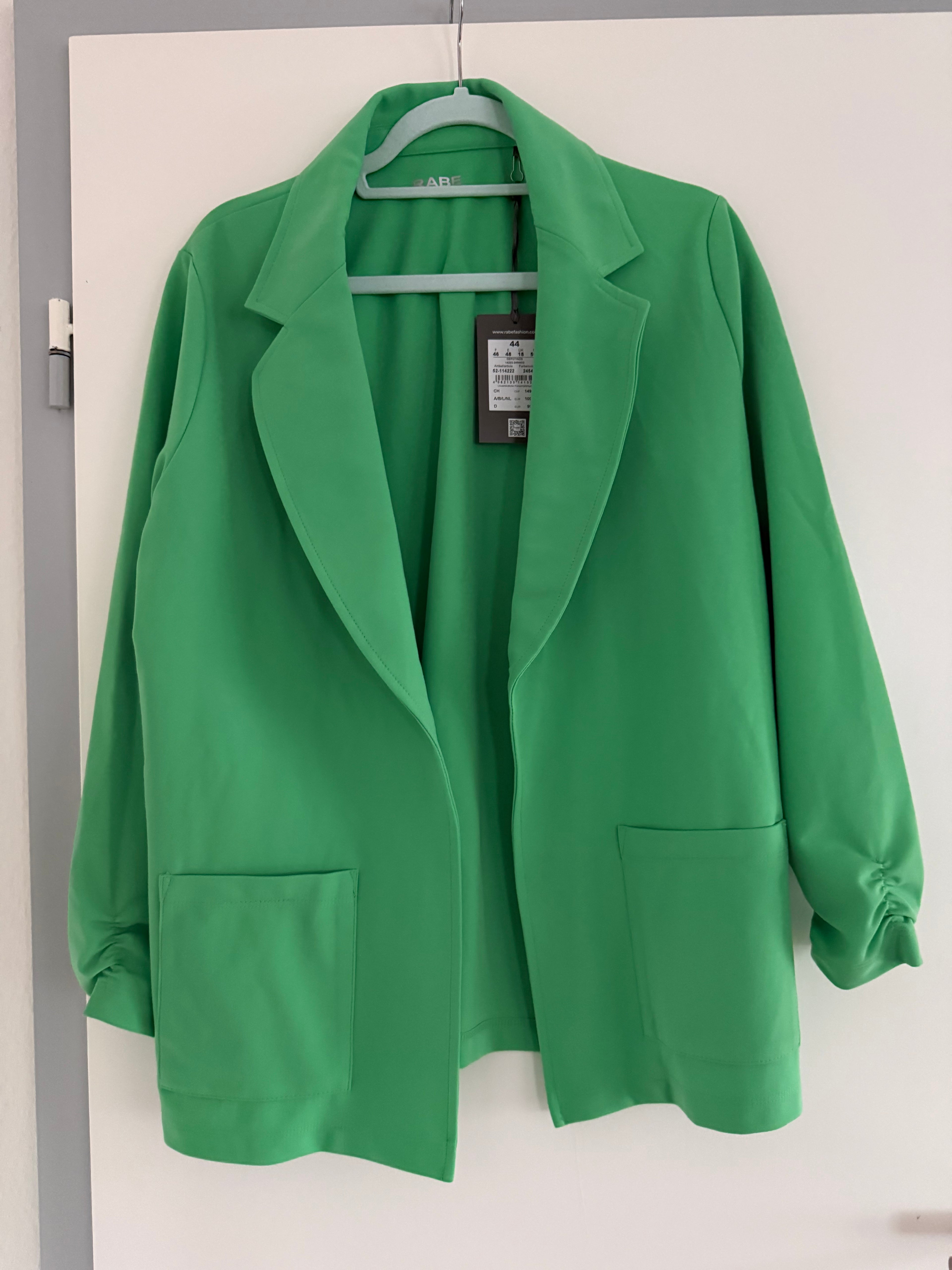RABE Damen Blazer – Leuchtendes Grün | Eleganter Jersey-Blazer mit 3/4-Raffärmeln | Größe 44 nur 1x vorhanden