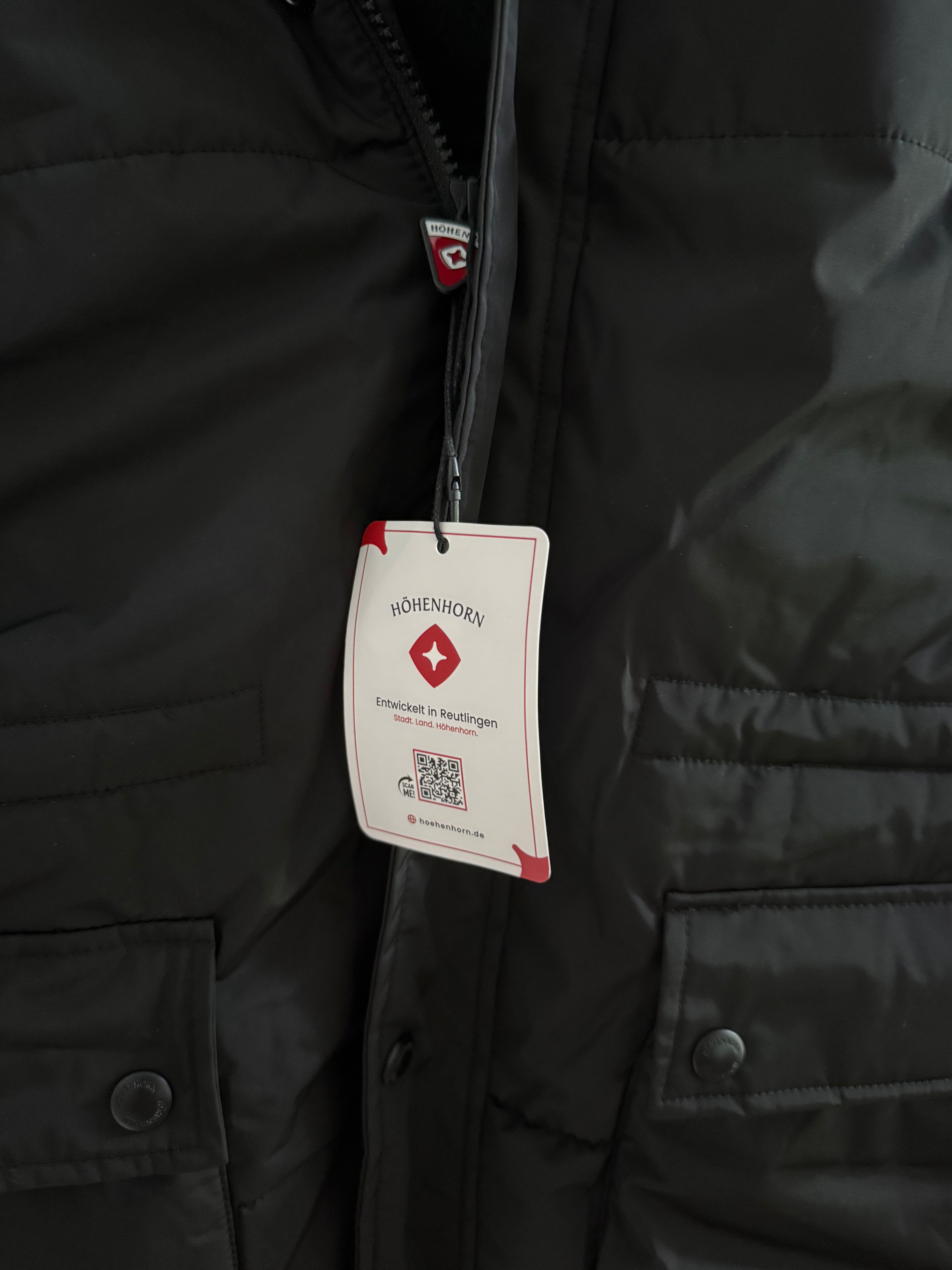 HÖHENHORN Winterjacke Herren Gr. L – Schwarz | Warme Outdoor Jacke | Parka mit Kapuze | Wasserabweisend
