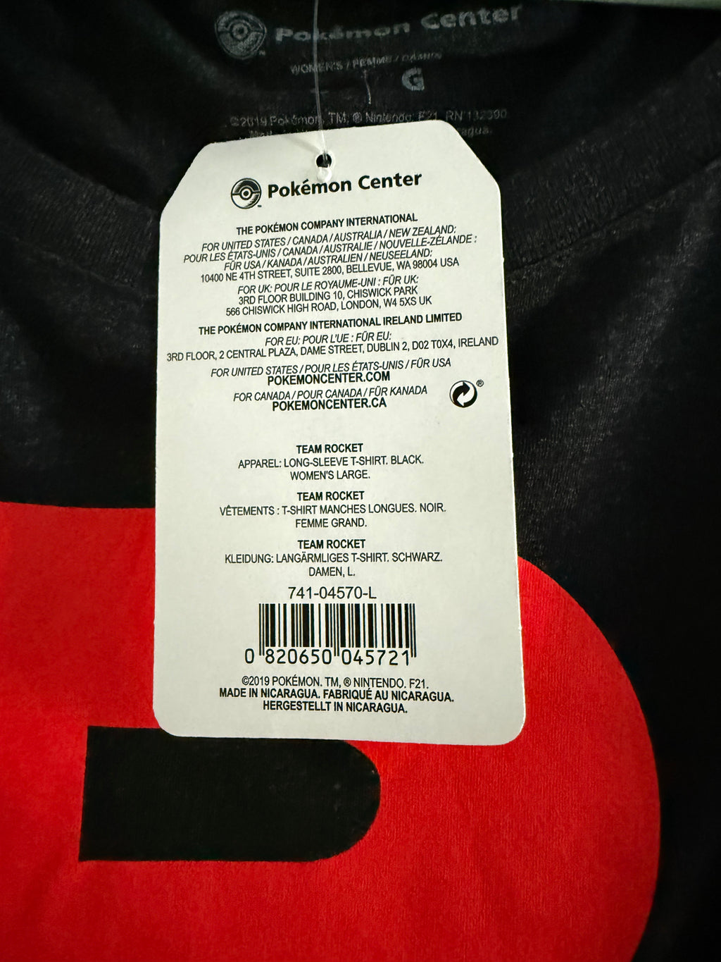 Pokémon Center Team Rocket Langarmshirt – Neu mit Etikett – Damen Gr. L